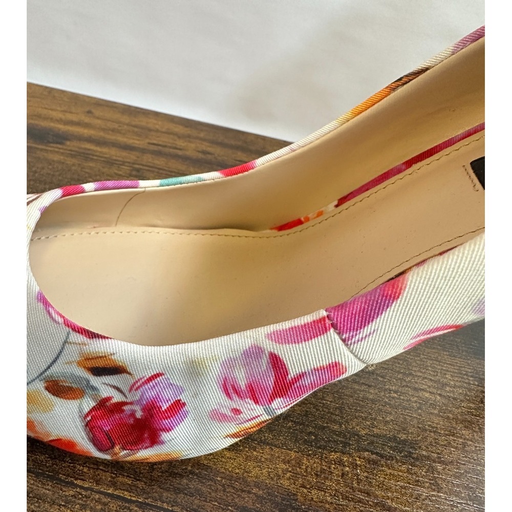 Nine West Flax Floral Pointed Toe Pumps Off White Textile Heels Womens 11 M - Picture 7 of 13